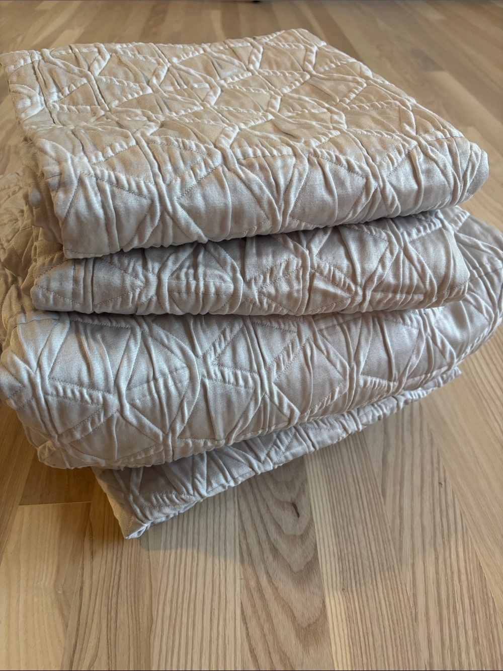Hotel Collection interlattice Cream Quilted Coverlet and two Pillow shams